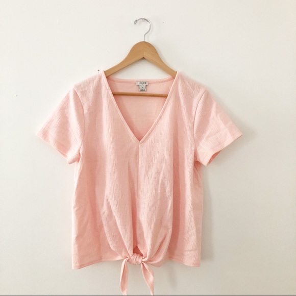 J. Crew Tops - J. Crew Factory | Blush Gauze Tie Front V Neck Top